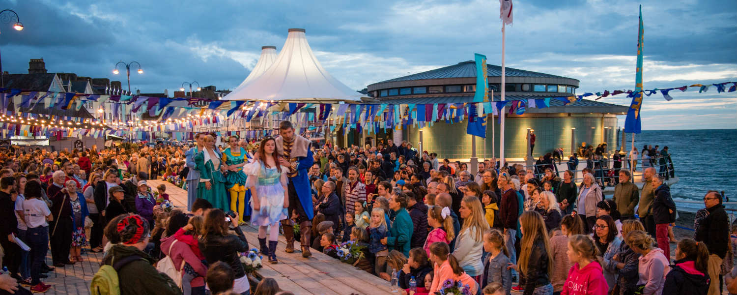 Theatrical performance on Aberystwyth promenade