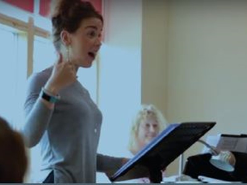 Community Leadership Academy Student Caryl Griffiths giving a speech